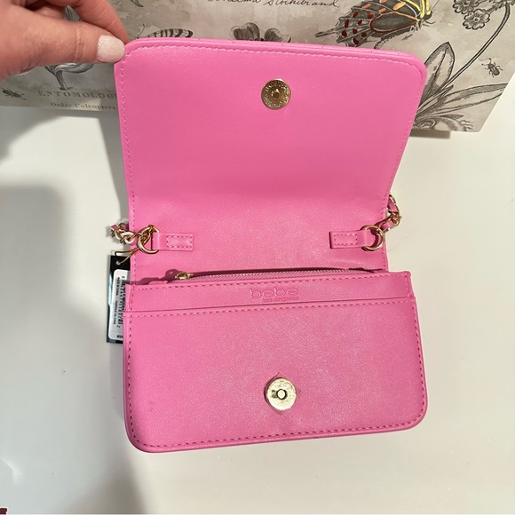 Bebe Sophia Crossbody Small Quilted Chain Strap in Pink Bubblegum - Picture 5 of 10